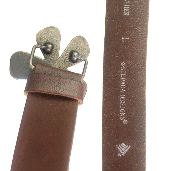 Silpada Brown Belt with Silver Flower Buckle - Picture 4 of 7